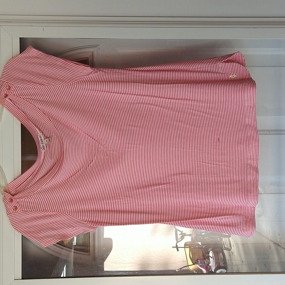Juicy couture pink and white striped top medium
